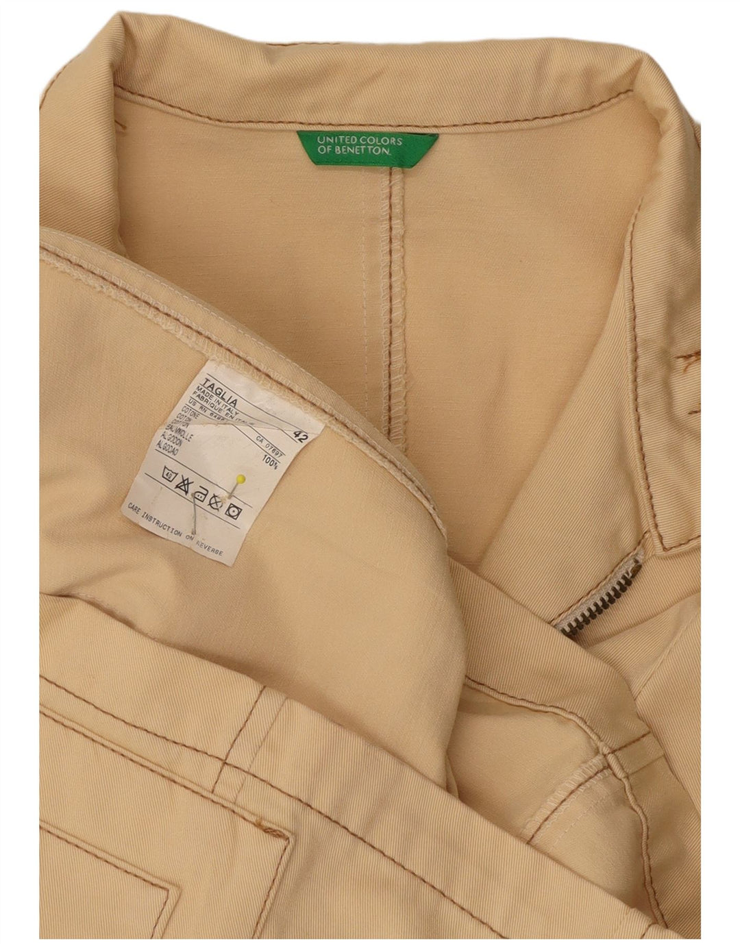 Giacca Utility Donna BENETTON IT 42 Cotone Beige Medio