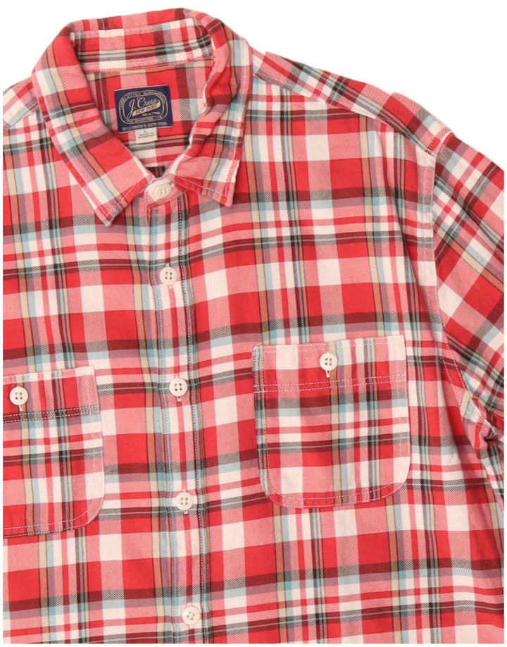 J. CREW Camicia da uomo in flanella di cotone a quadri rossi grandi