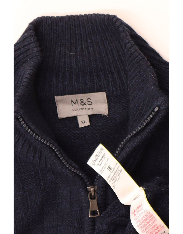 Maglione cardigan con zip intera da uomo Marks & Spencer XL blu navy acrilico