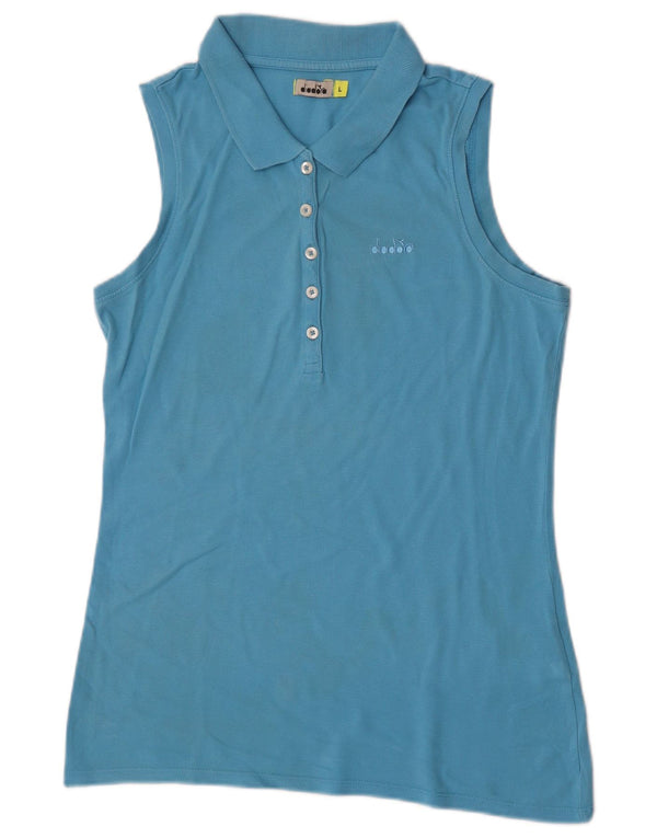 Polo senza maniche da donna Diadora UK 14 Large Blu Cotone