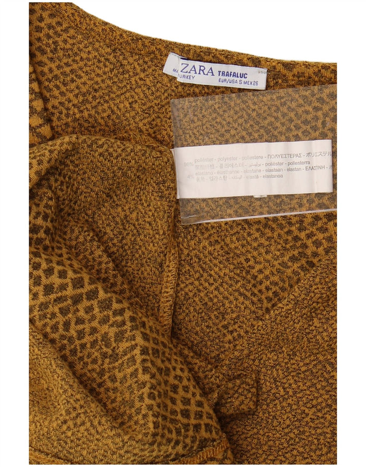 Vestito aderente a maniche lunghe da donna ZARA UK 8 piccola stampa animalier gialla