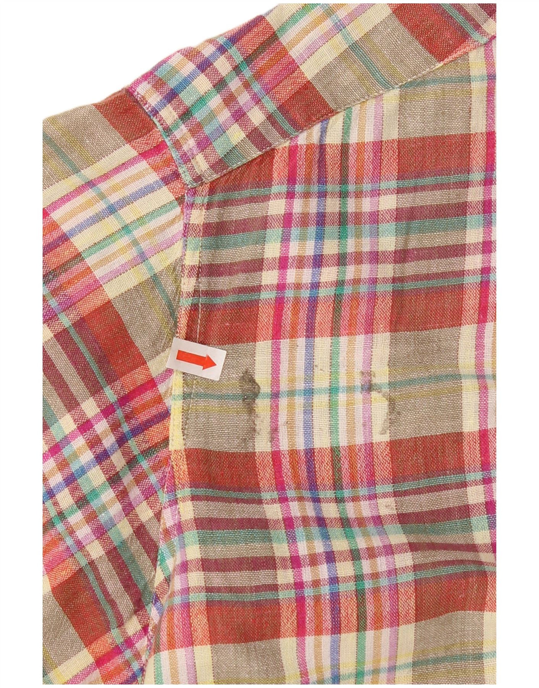 Camicia vintage da uomo a maniche corte in cotone a quadri multicolore medio