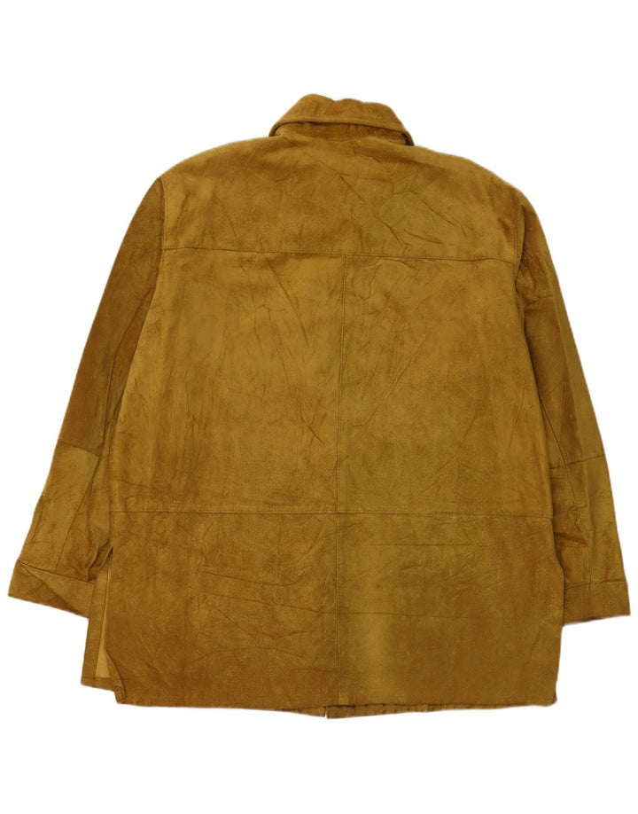 Giacca vintage in pelle scamosciata da donna IT 48 XL Cachi