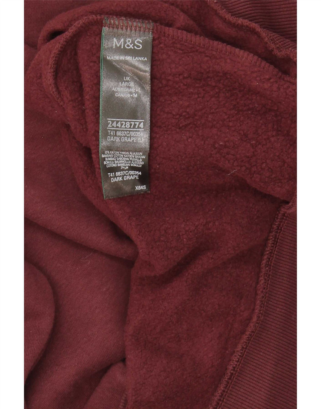 Felpa da uomo Marks & Spencer maglione grande in cotone bordeaux