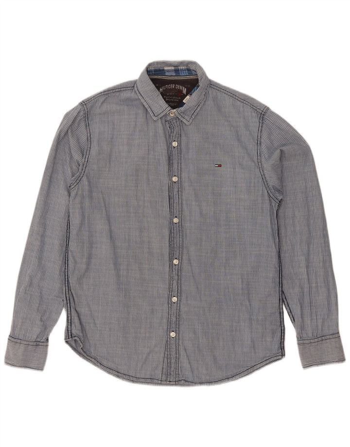 Camicia da uomo Tommy Hilfiger cotone gessato medio blu navy