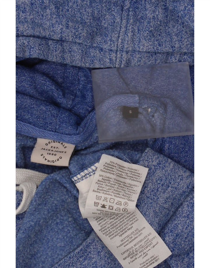Jack & Jones - Felpa con cappuccio grafica da uomo, piccola, in poliestere screziato blu
