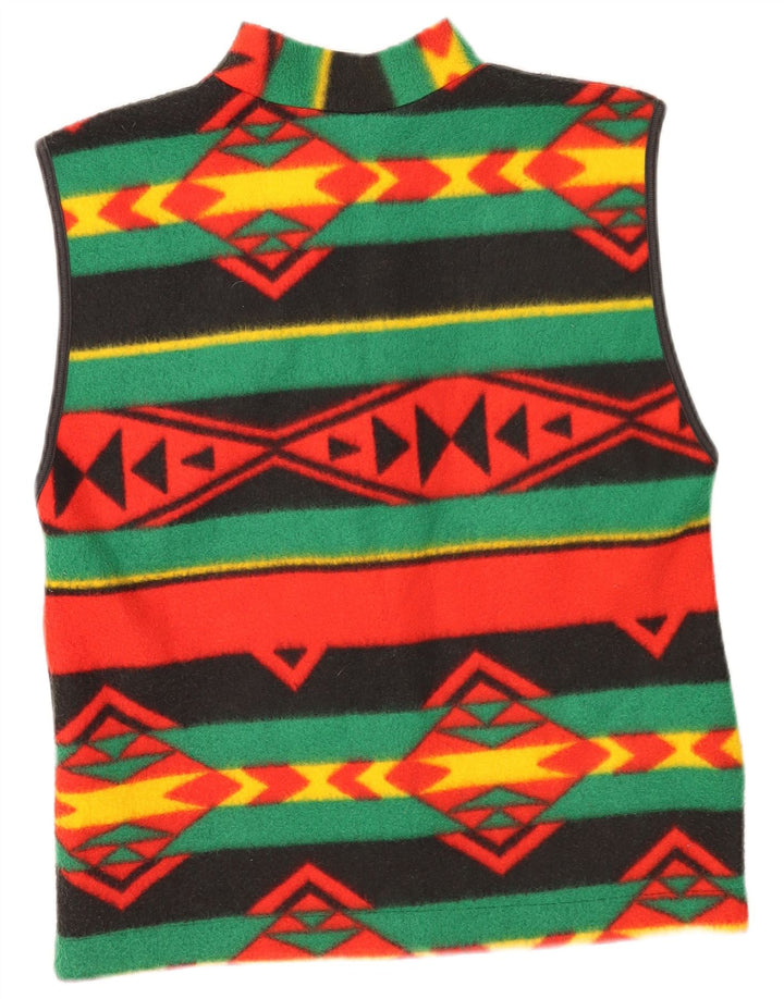 Gilet in pile vintage da uomo UK 38 medio multicolore geometrico