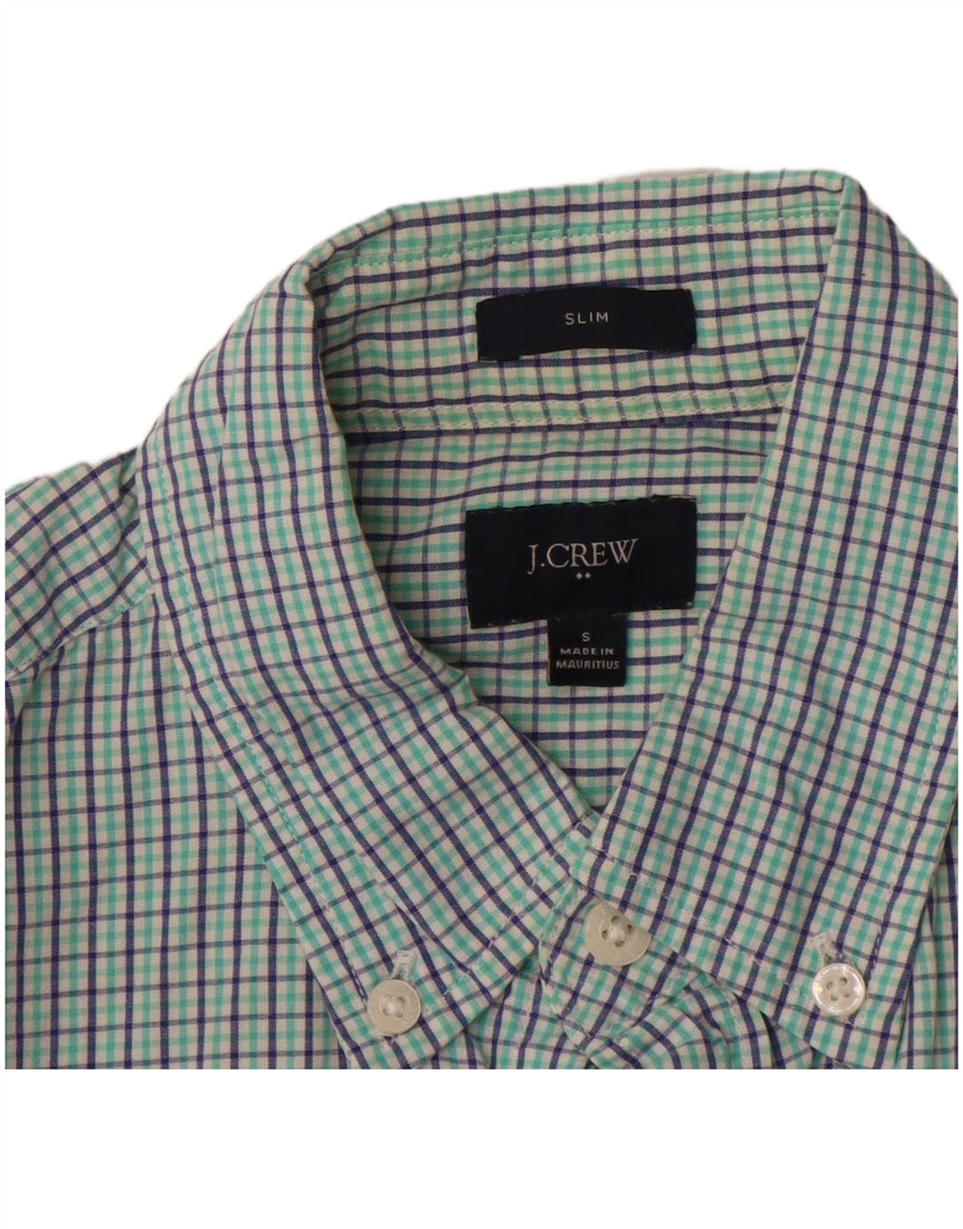 J. CREW Camicia slim da uomo in cotone a quadri verdi piccoli