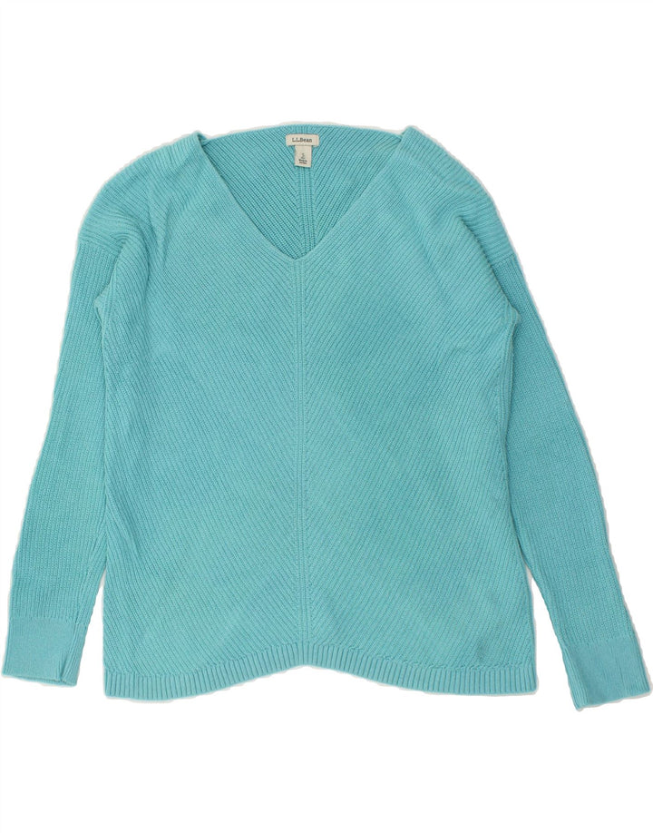 L.L.BEAN Womens Oversized V-Neck Jumper Sweater UK 10 Small Turquoise Vintage L.L.Bean and Second-Hand L.L.Bean from Messina Hembry 