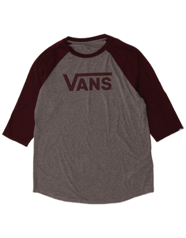 Vans Maglietta da uomo con grafica manica a 3/4 grande in cotone chiazzato grigio
