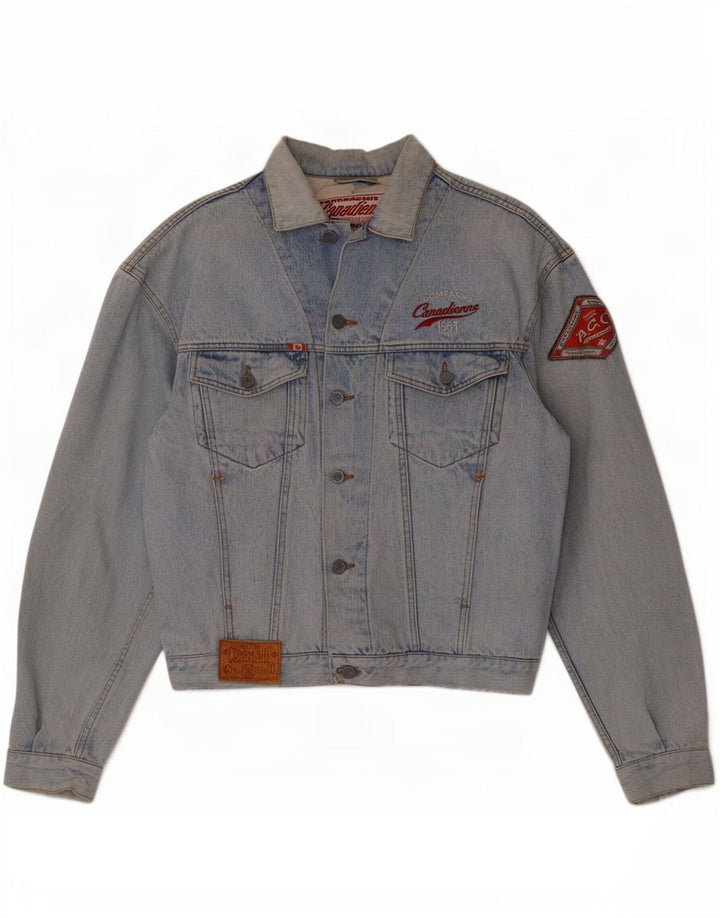 Giacca in denim grafico da uomo Compagnie Canadienne UK 38 Blu medio