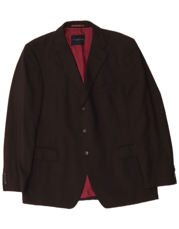 Giacca blazer a 3 bottoni sartoriale da uomo Tommy Hilfiger UK 42 XL viscosa marrone
