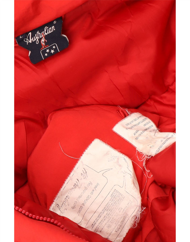 Cappotto imbottito con cappuccio da donna AUSTRALIAN L'ALPINA UK 16 Large Rosso Poliestere