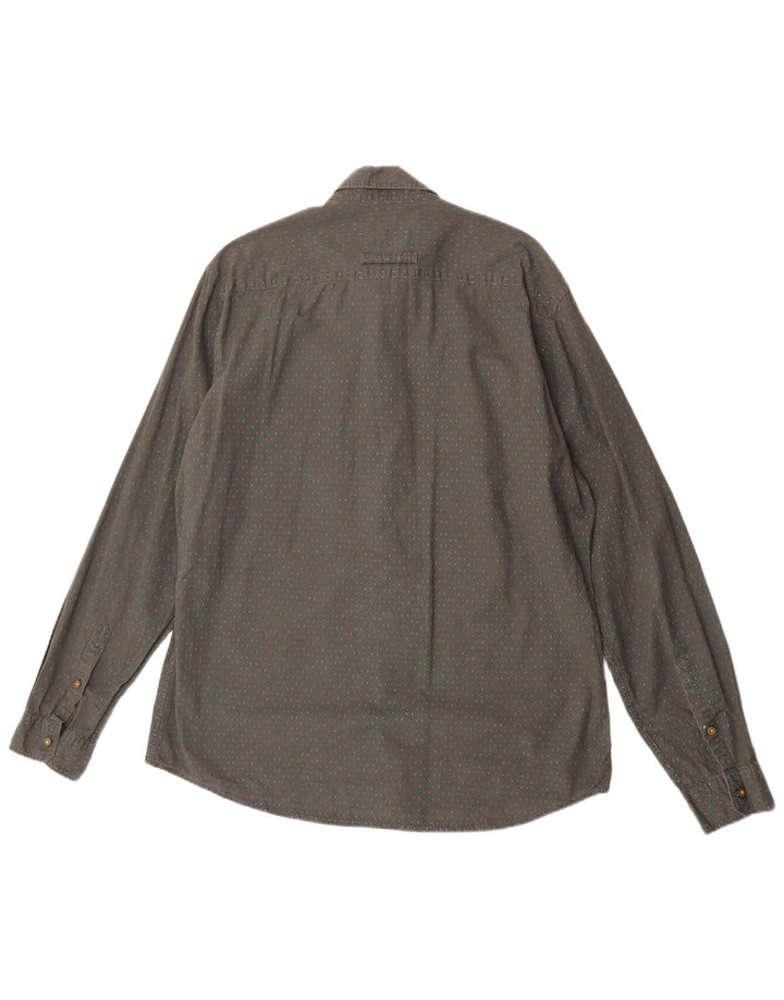 Camicia da uomo dal taglio moderno Camel Active, grande, in cotone geometrico grigio