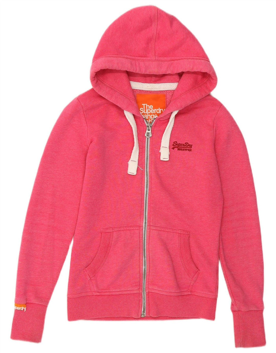 Maglione con cappuccio e zip da donna SUPERDRY UK 6 XS cotone rosa