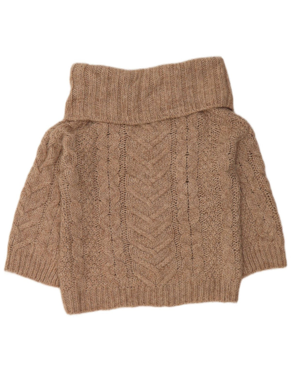 Maglione da donna Benetton con collo alto e maniche a 3/4 UK 10 Small Beige