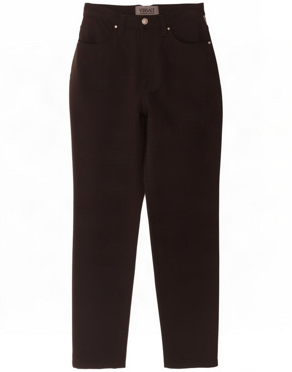 Versace Pantaloni casual affusolati a vita alta da donna W26 L28 Nero