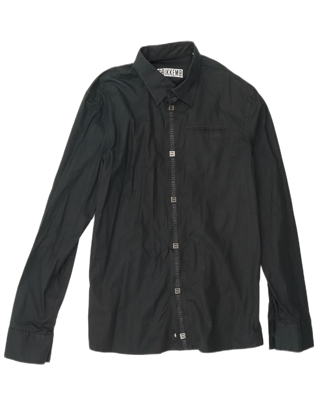 BIKKEMBERGS Camicia grafica da uomo grande in cotone nero