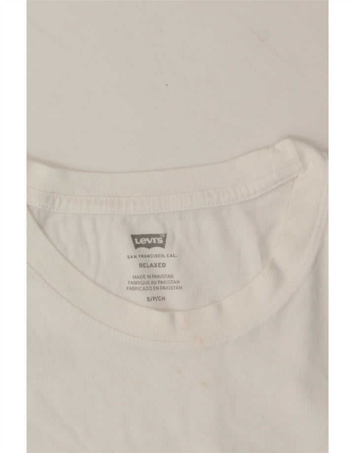 LEVI'S Mens Relaxed Fit Graphic T-Shirt Top Small White Cotton Vintage Levi's and Second-Hand Levi's from Messina Hembry 