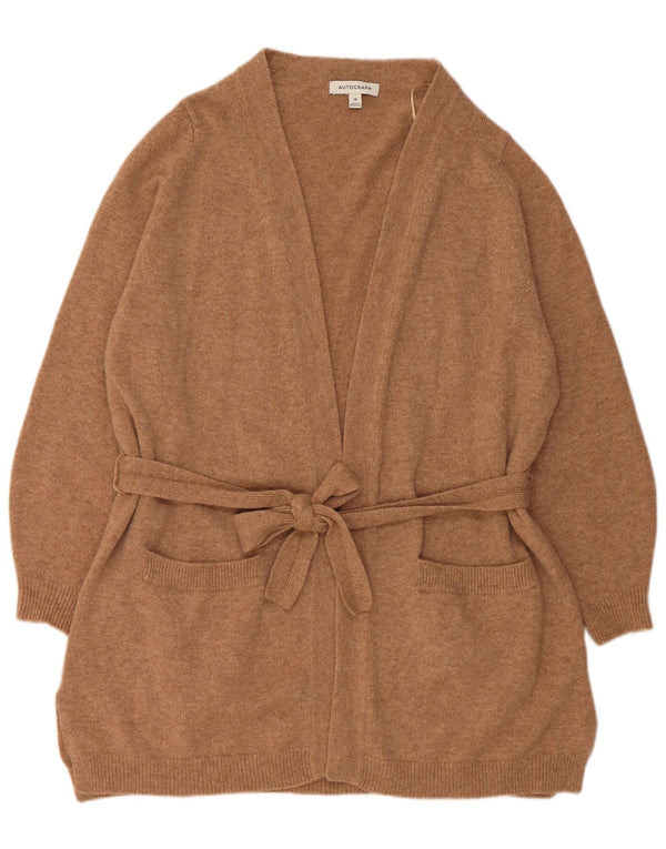 Maglione cardigan lungo da uomo Marks & Spencer UK 18 XL lana marrone