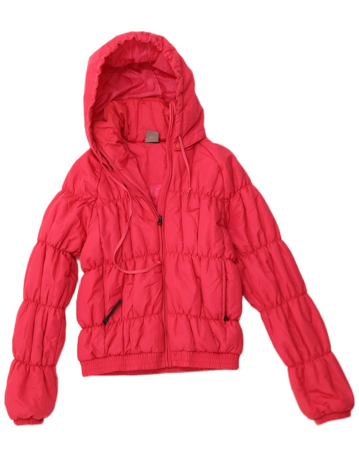 Giacca imbottita con cappuccio con grafica NIKE da donna UK 10/12 Poliestere rosa medio