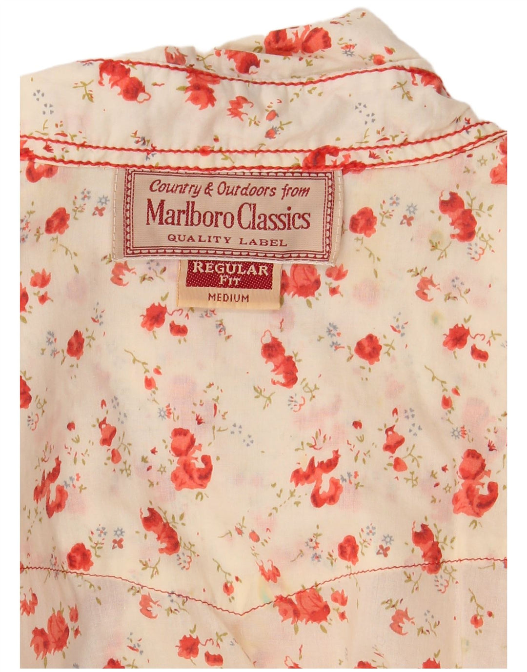 Camicetta camicia vestibilità regolare da donna Marlboro Classics UK 14 medio bianco floreale