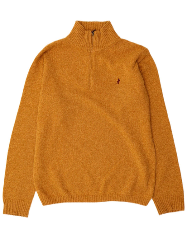 MARLBORO CLASSICS Maglione da uomo con zip e collo XL in lana marrone