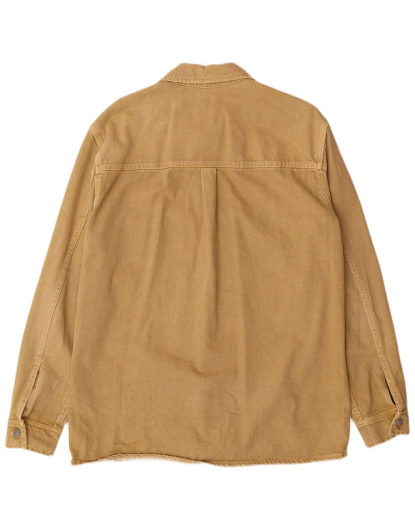 Zara Camicia da uomo overshirt vestibilità rilassata taglia 44 XL cotone beige
