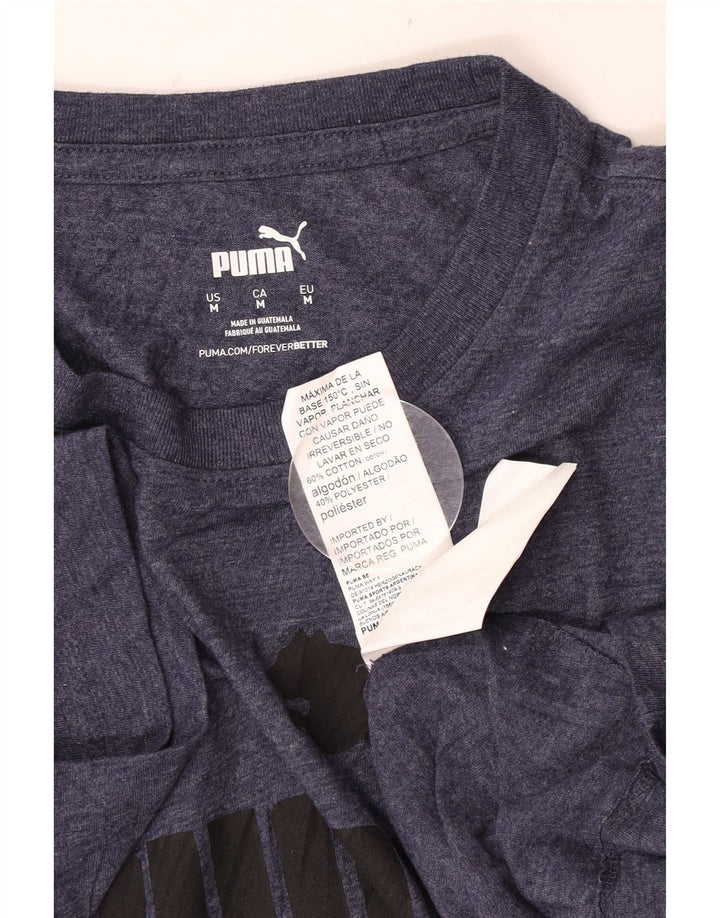 T-shirt grafica da uomo Puma Top in cotone chiazzato blu navy medio