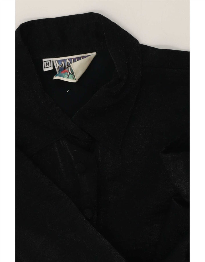Camicetta a camicia lunga dalla vestibilità comoda da donna vintage UK 14 media nera