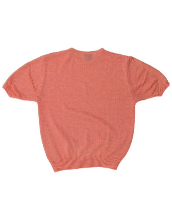 Camicetta vintage da donna a maniche corte Top IT 44 Acrilico rosa medio