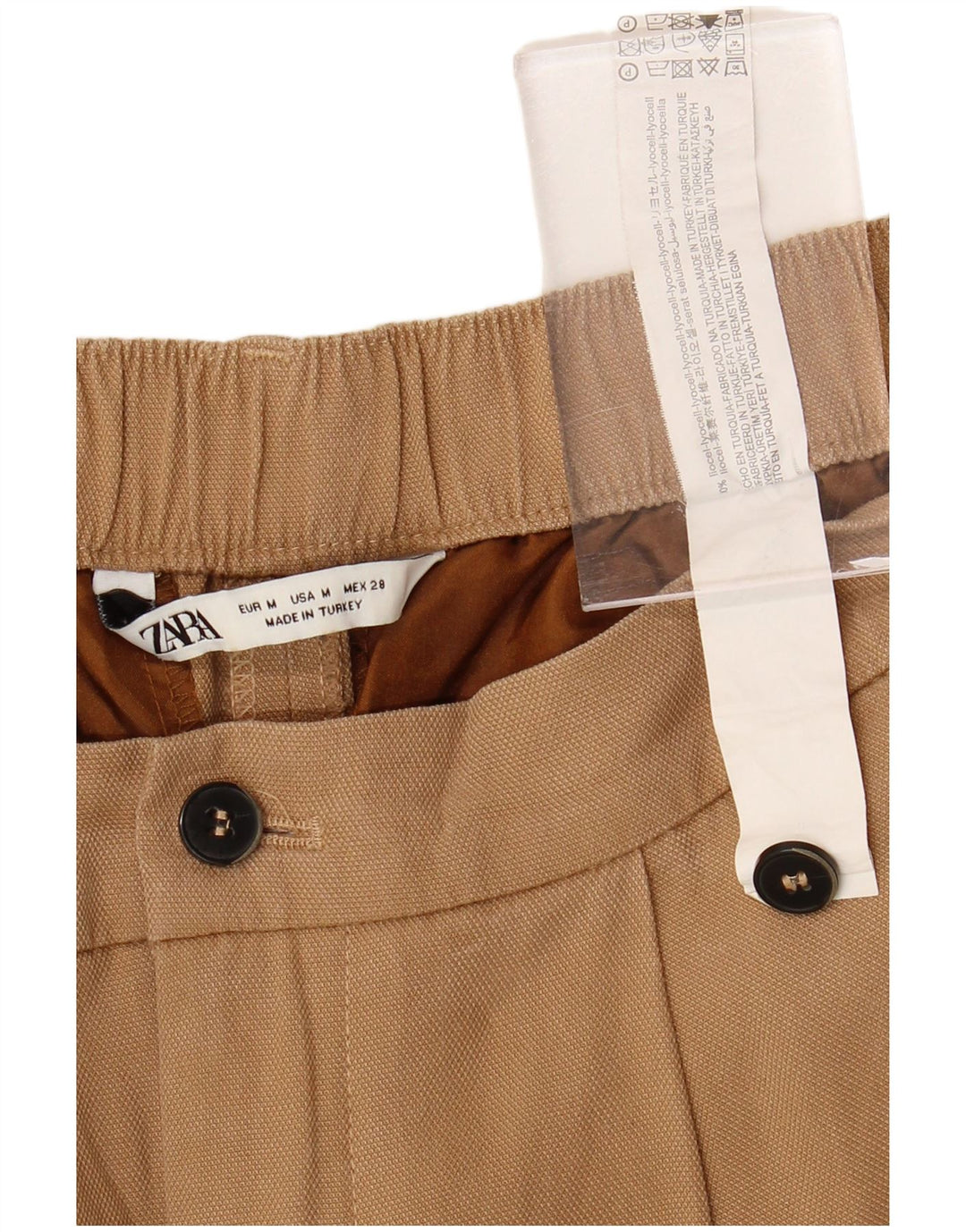 Pantaloni cropped con pegging da donna ZARA medi W28 L23 Lyocell marrone
