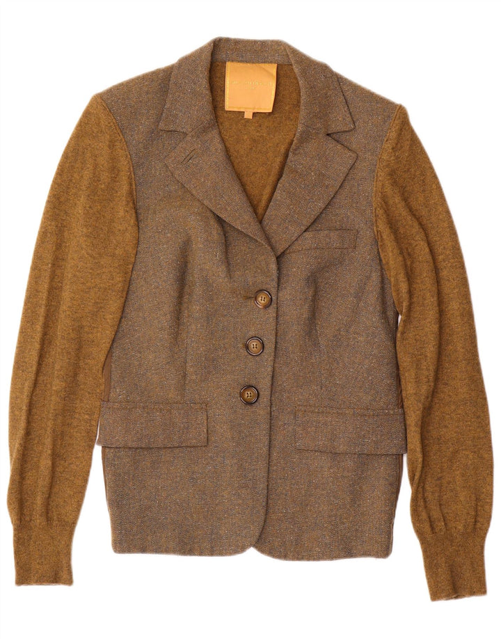 Giacca blazer in maglia da donna Silvian Heach UK 12 Colorblock marrone medio