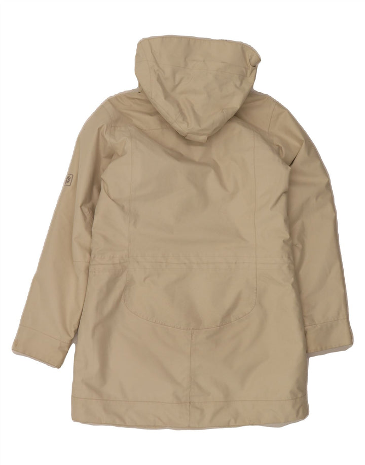 JACK WOLFSKIN Womens Hooded Windbreaker Coat UK 12/14 Medium Off White Vintage Jack Wolfskin and Second-Hand Jack Wolfskin from Messina Hembry 