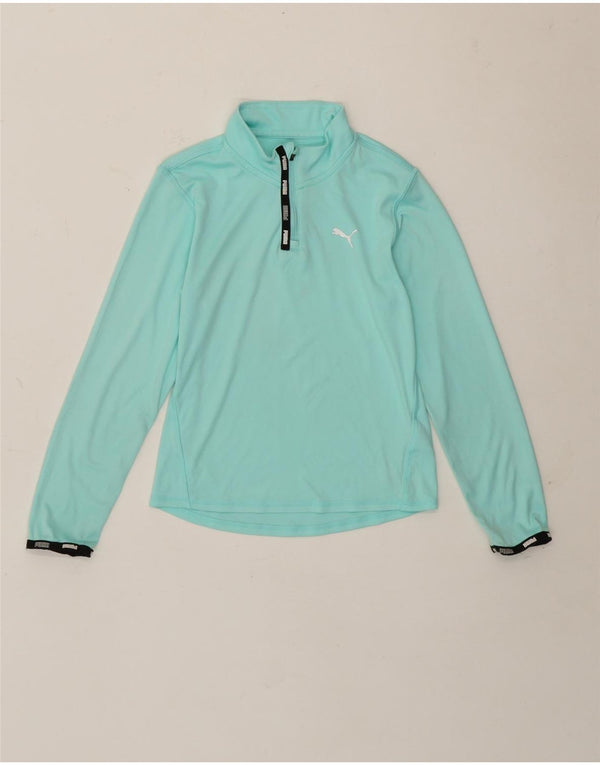 Maglia Puma Bambina con Zip e Collo Manica Lunga 9-10 Anni Turchese Poliestere Sport