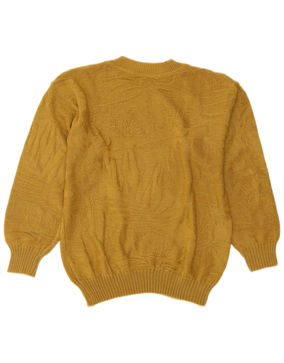Maglione maglione girocollo da donna VINTAGE UK 14 giallo medio