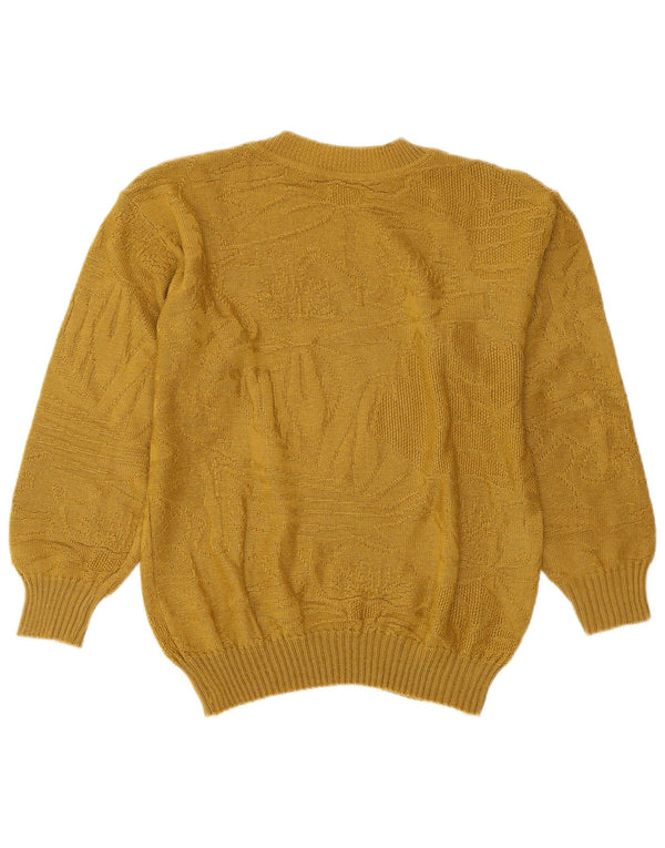 Maglione maglione girocollo da donna VINTAGE UK 14 giallo medio