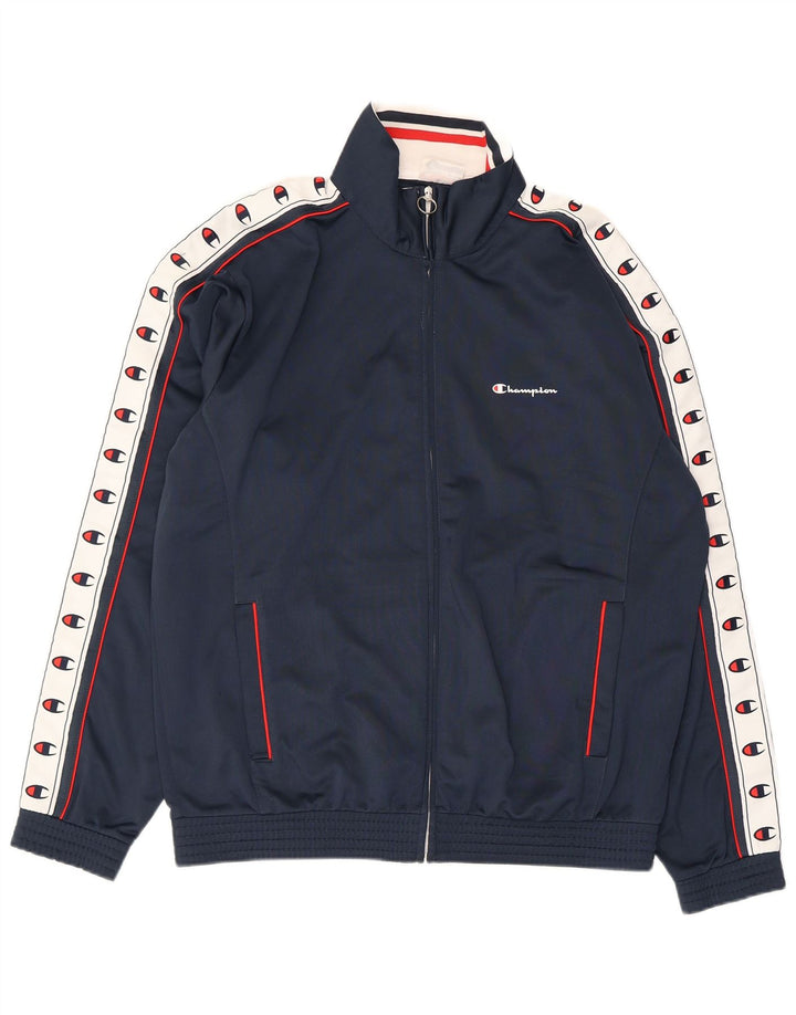 CHAMPION Giacca da tuta grafica da uomo grande color block blu navy