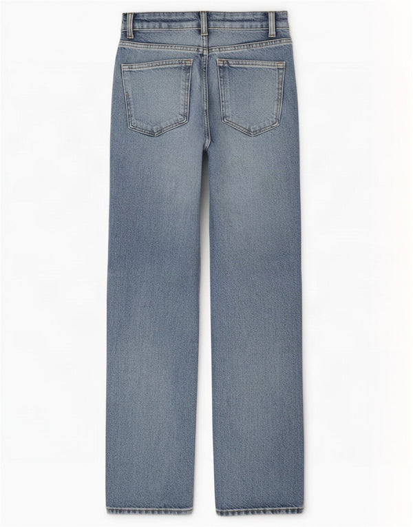 Jeans dritti a vita alta da donna Zara EU 34 2XS W24 L30 cotone blu