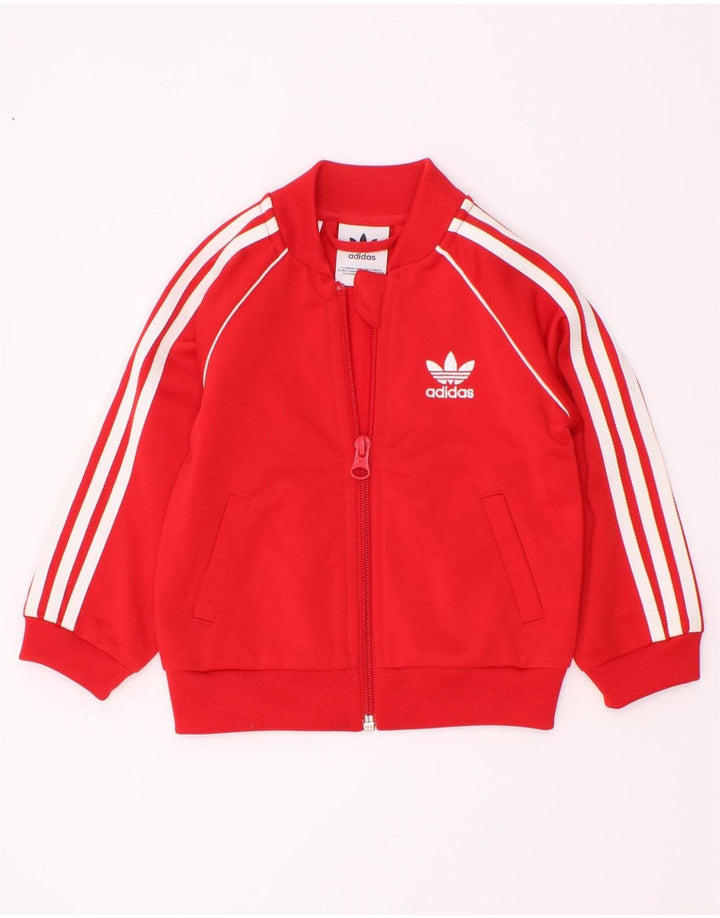 Giacca da tuta da bambino Adidas da bambino 6-9 mesi in poliestere rosso
