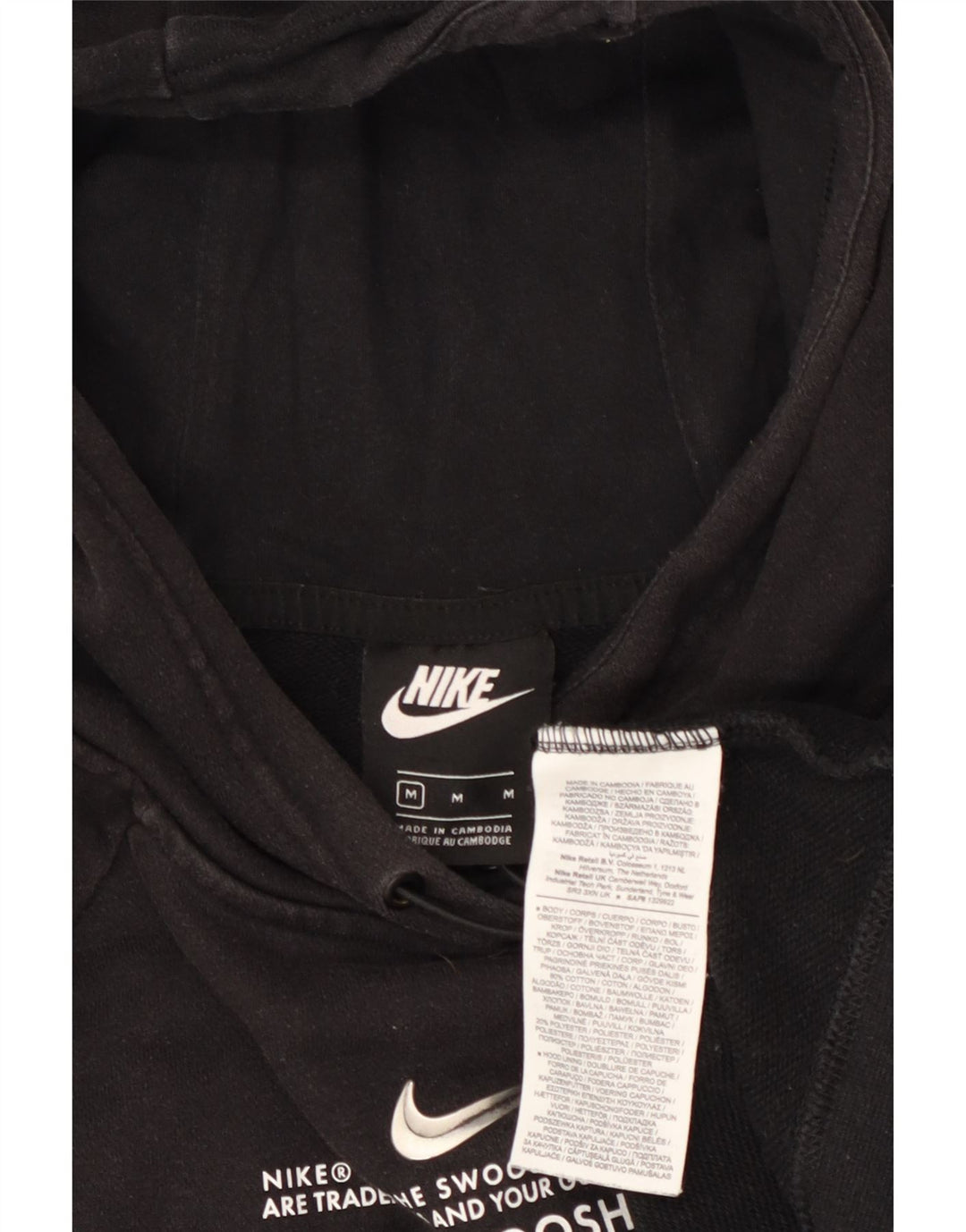 Felpa con cappuccio oversize con grafica Swoosh da donna Nike UK 14 medio nero