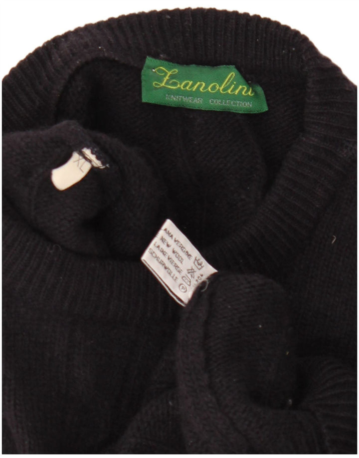 Zanolini Uomo Maglione Girocollo Maglione XL Blu Navy Lana Vergine