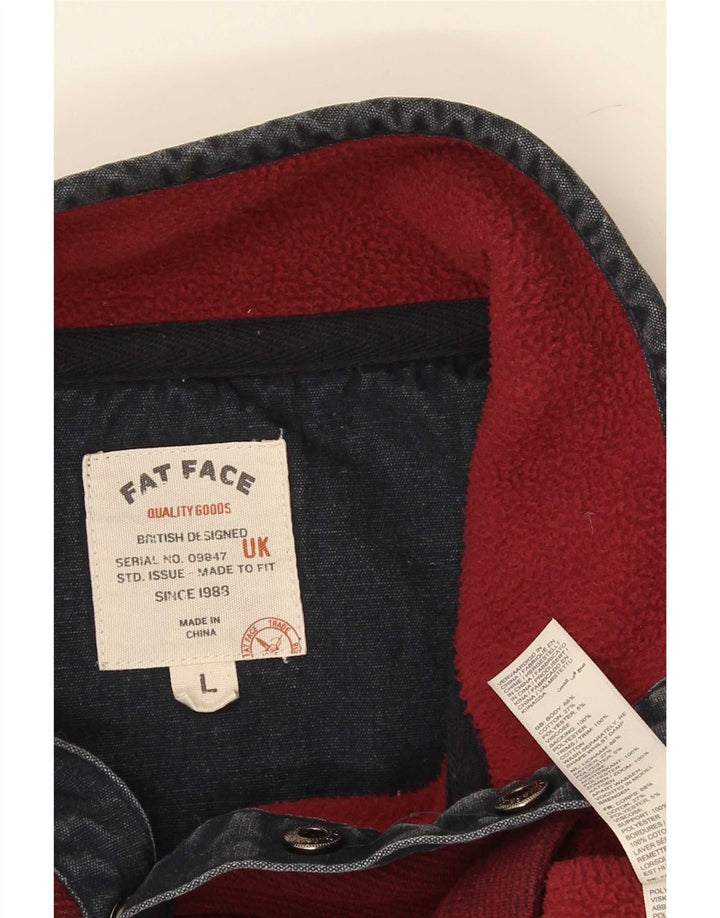 Felpa da uomo con collo abbottonato Fat Face Maglione grande in cotone bordeaux