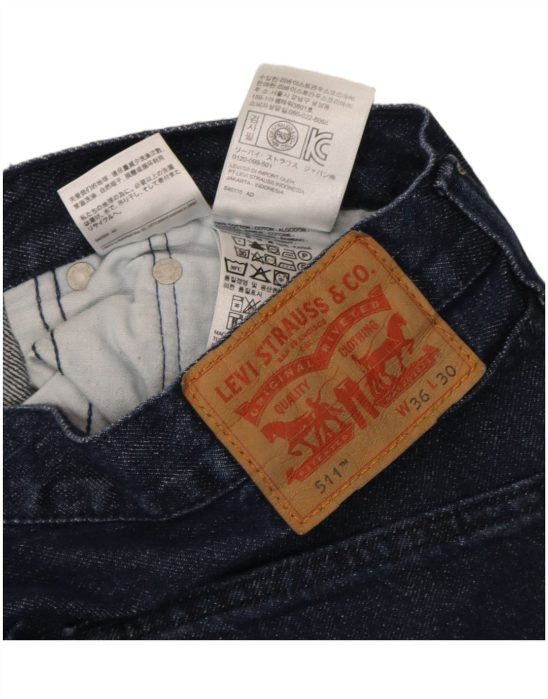 Levi's Uomo 511 Slim Jeans W36 L30 Blu Navy Cotone