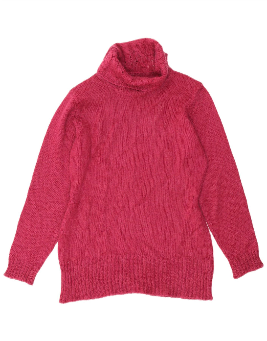 Maglione maglione vintage da donna con collo alto UK 16 grande rosa
