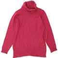 Maglione maglione vintage da donna con collo alto UK 16 grande rosa