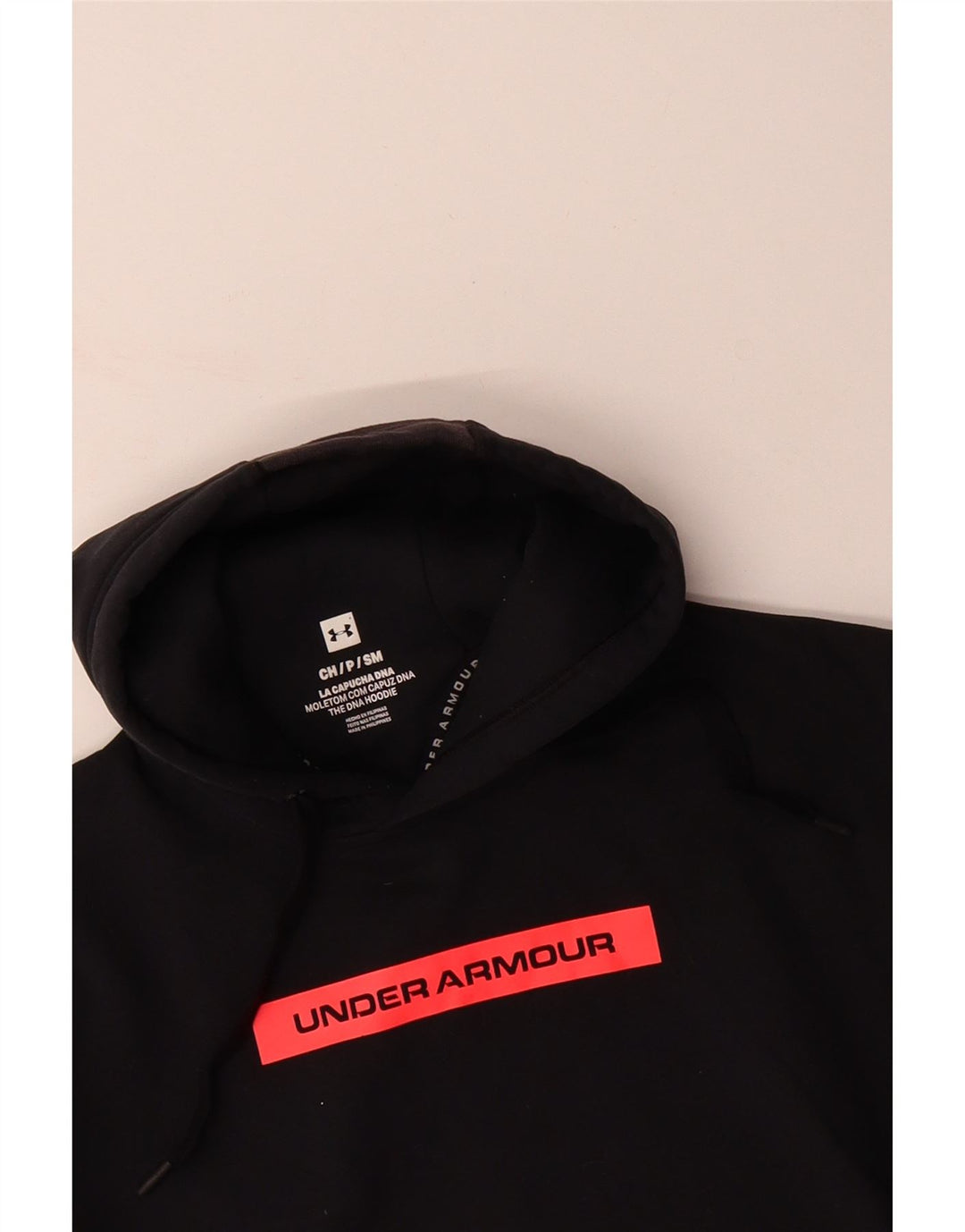 UNDER ARMOUR Mens Graphic Hoodie Jumper Small Black Colourblock