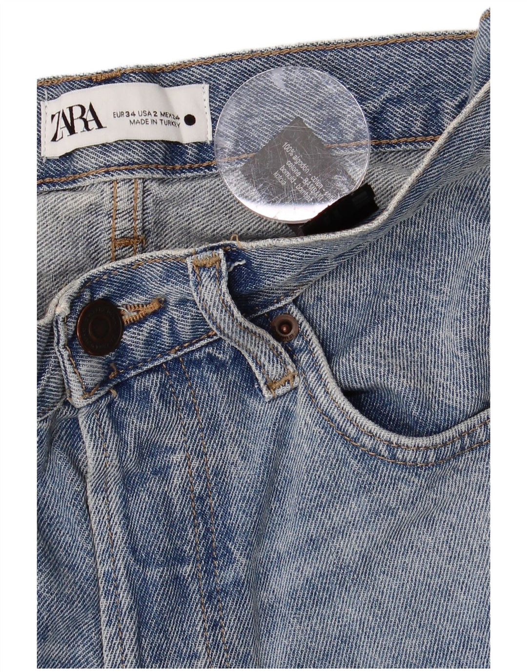 Jeans dritti da donna ZARA EU 34 2XS W24 L29 Cotone blu