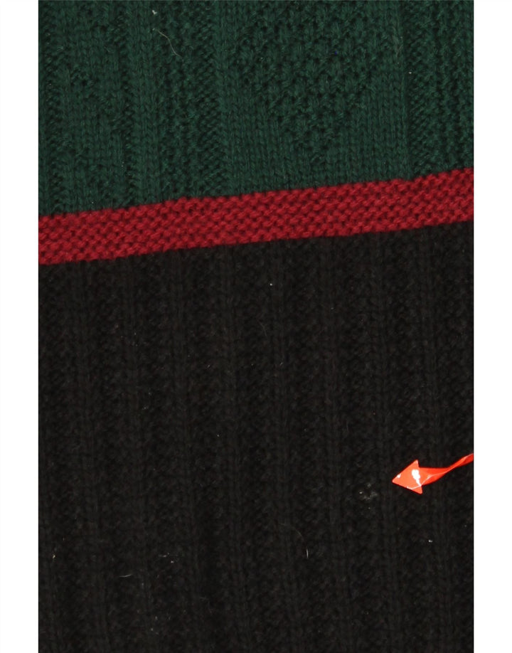 Maglione maglione girocollo da uomo vintage in poliacrilico color block verde medio