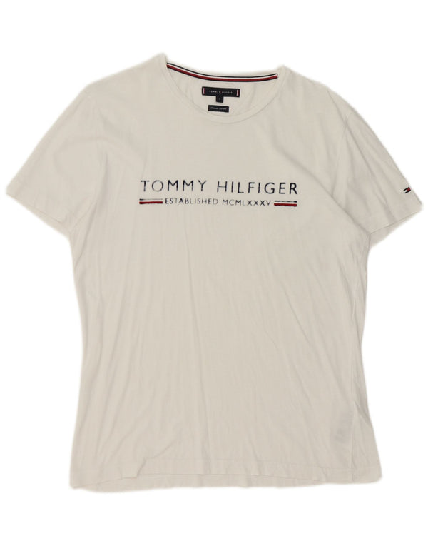 T-shirt grafica da uomo Tommy Hilfiger Top grande in cotone bianco